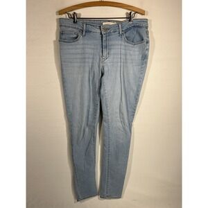 Levis 711 Skinny Jeans Womens 31 Faded Light Blue Denim Red Tab
